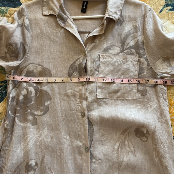 Women’s Tulip Floral Beige/White Linen Button-Down Maxi Dress - Picture 5 of 9